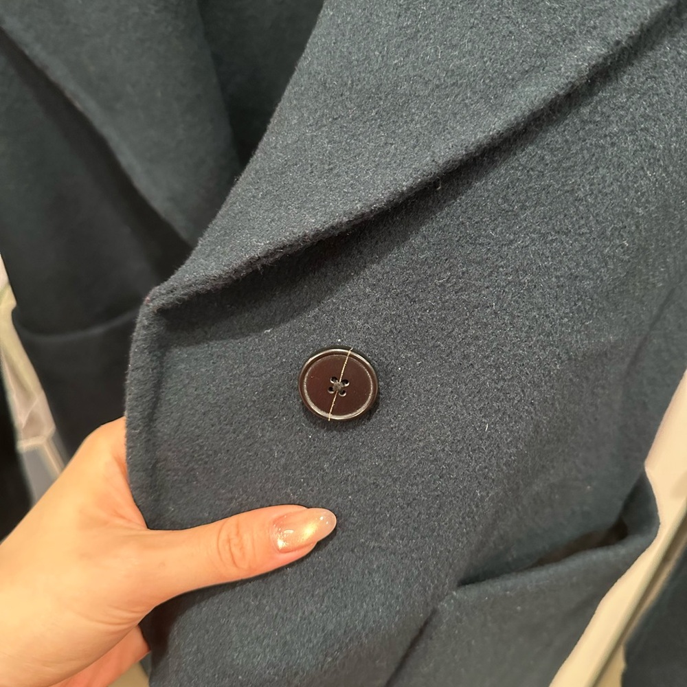 Club Monaco Long Wool Wrap Coat Deep Forest Green Size M/M - Picture 16 of 16